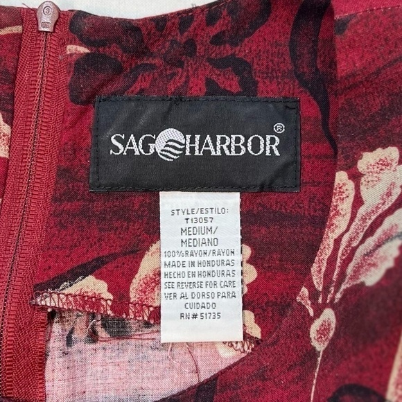 $5 ADD ON with $15+ Bundle Sag Harbor Sheath‎ Dress VTG Red Tropical Sz M EUC - Picture 3 of 10